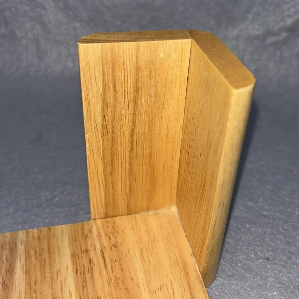 Vintage Light Blonde Oak Drink Coaster Set W/Stand 8pc Cut Circles 80s‎ Thailand